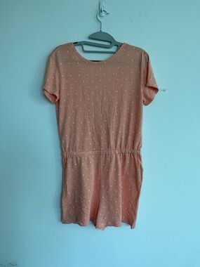 Women's Polka Dot Short Sleeve Peach Romper